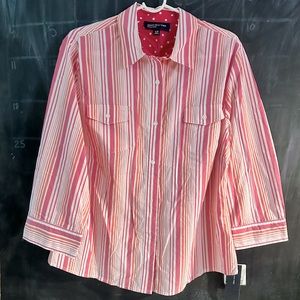 Jones New York Pink Stripped Women XL Shirt